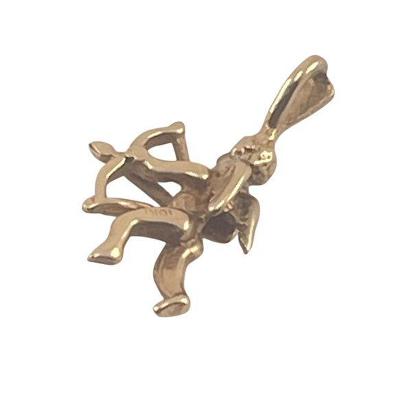 10K Gold Cupid Pendant With Bow & Arrow 3/4" - Picture 8 of 8